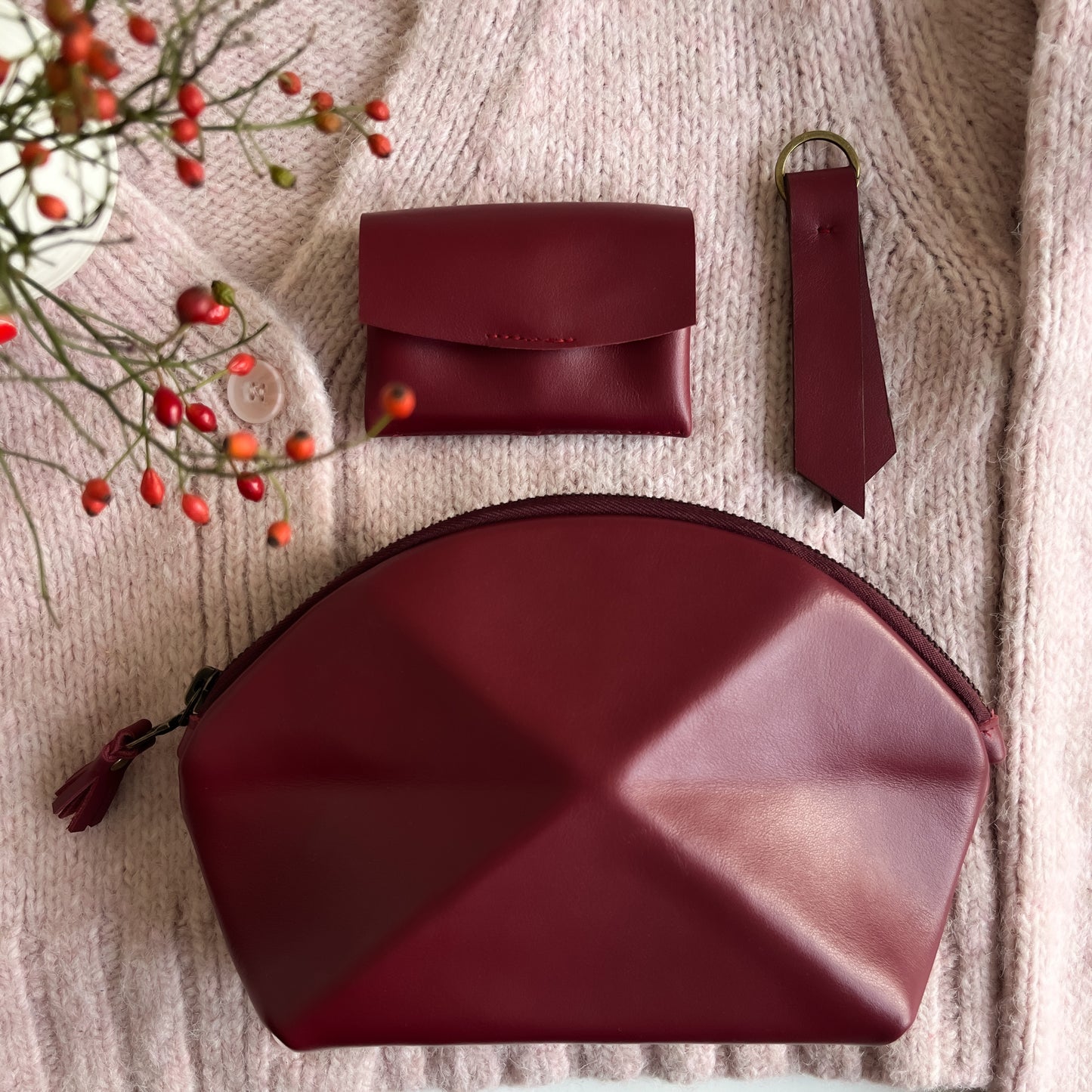 Pyramid Cross Body bag - Burgundy Red