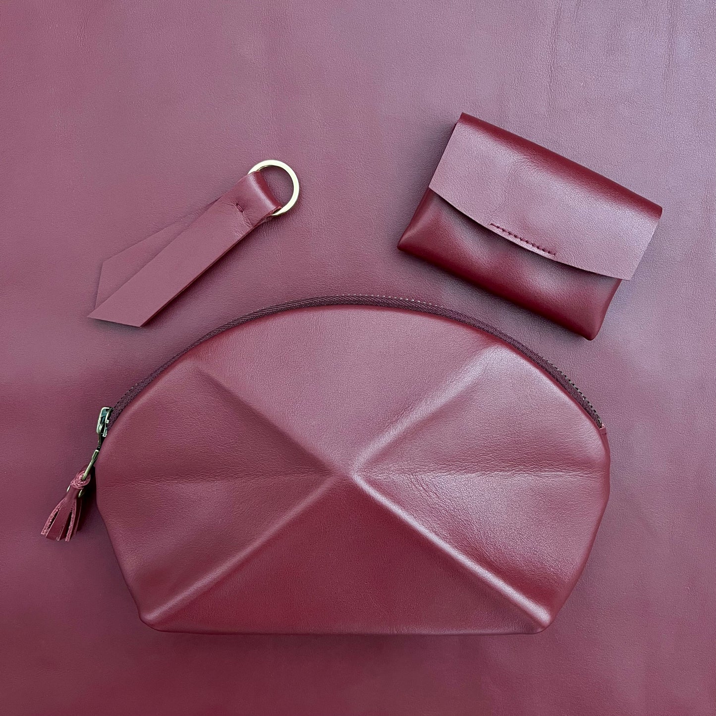Pyramid Cross Body bag - Burgundy Red