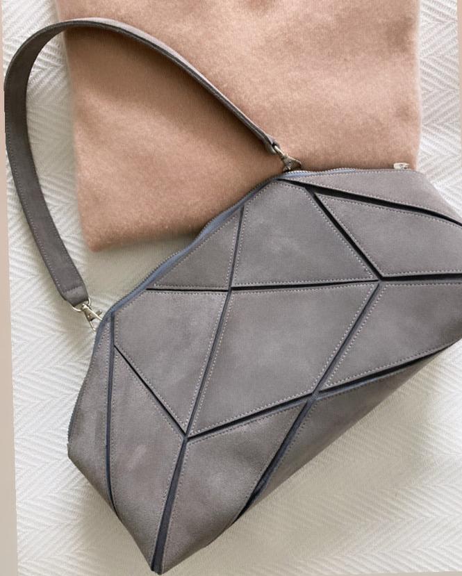 Faltbare Clutch – Origami-Tasche – rotes Wildleder