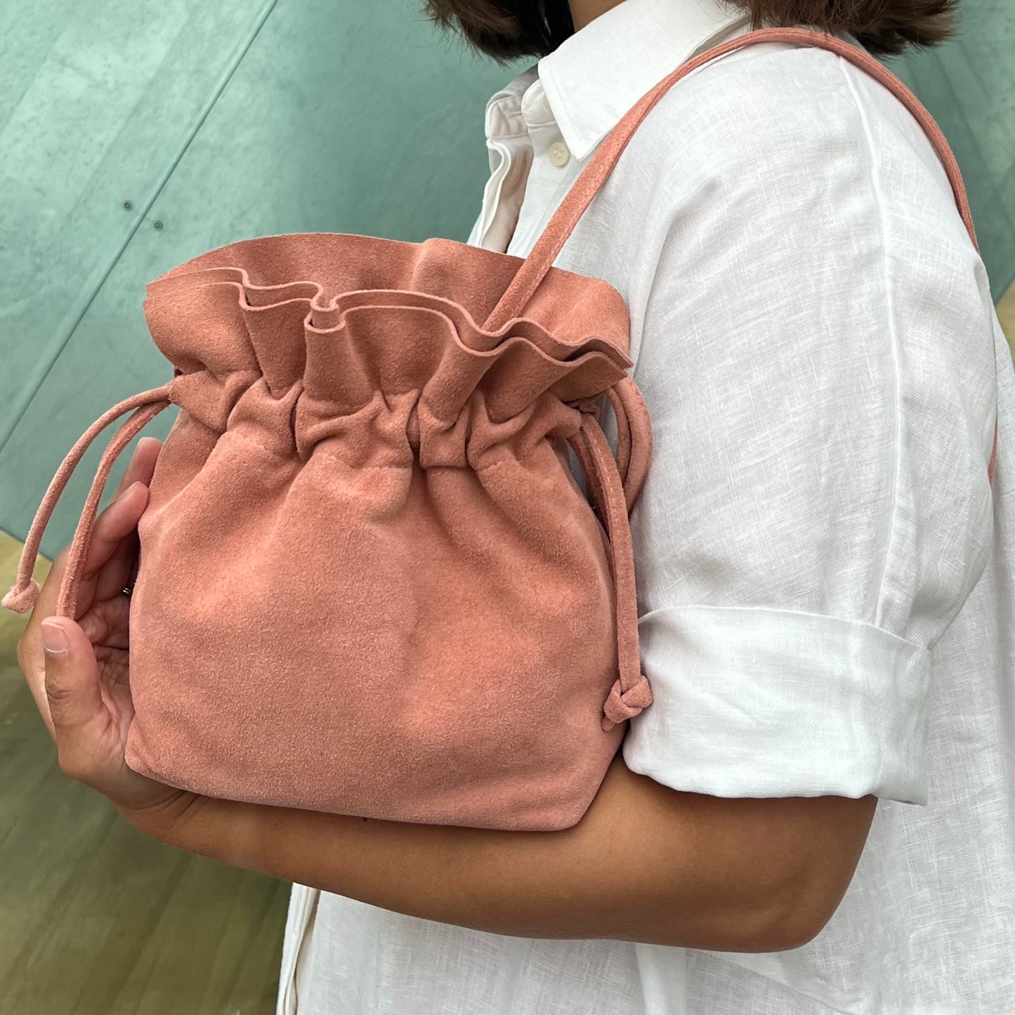 Wildleder Tasche - Bonbon - Altrosa