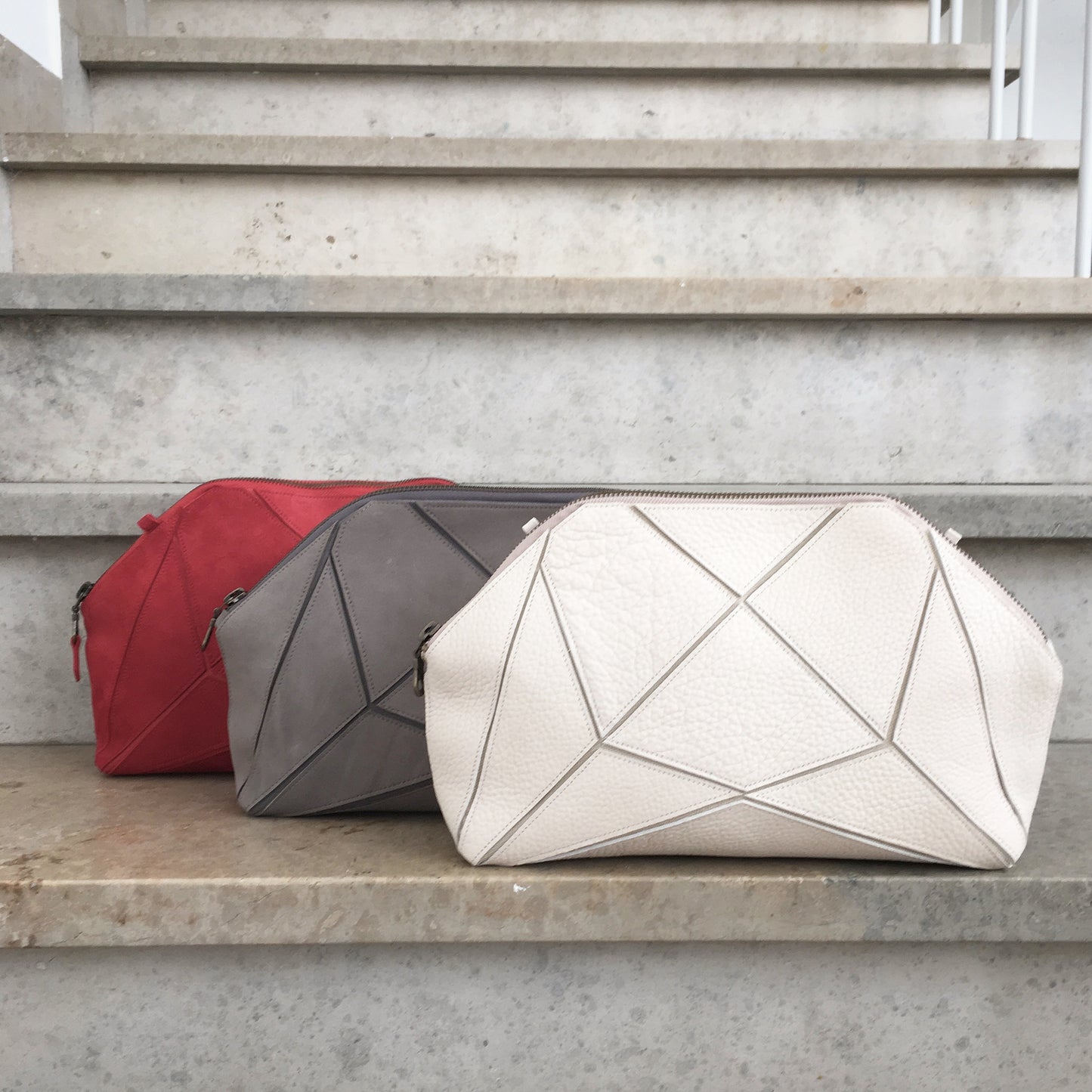 Faltbare Clutch – Origami-Tasche – rotes Wildleder
