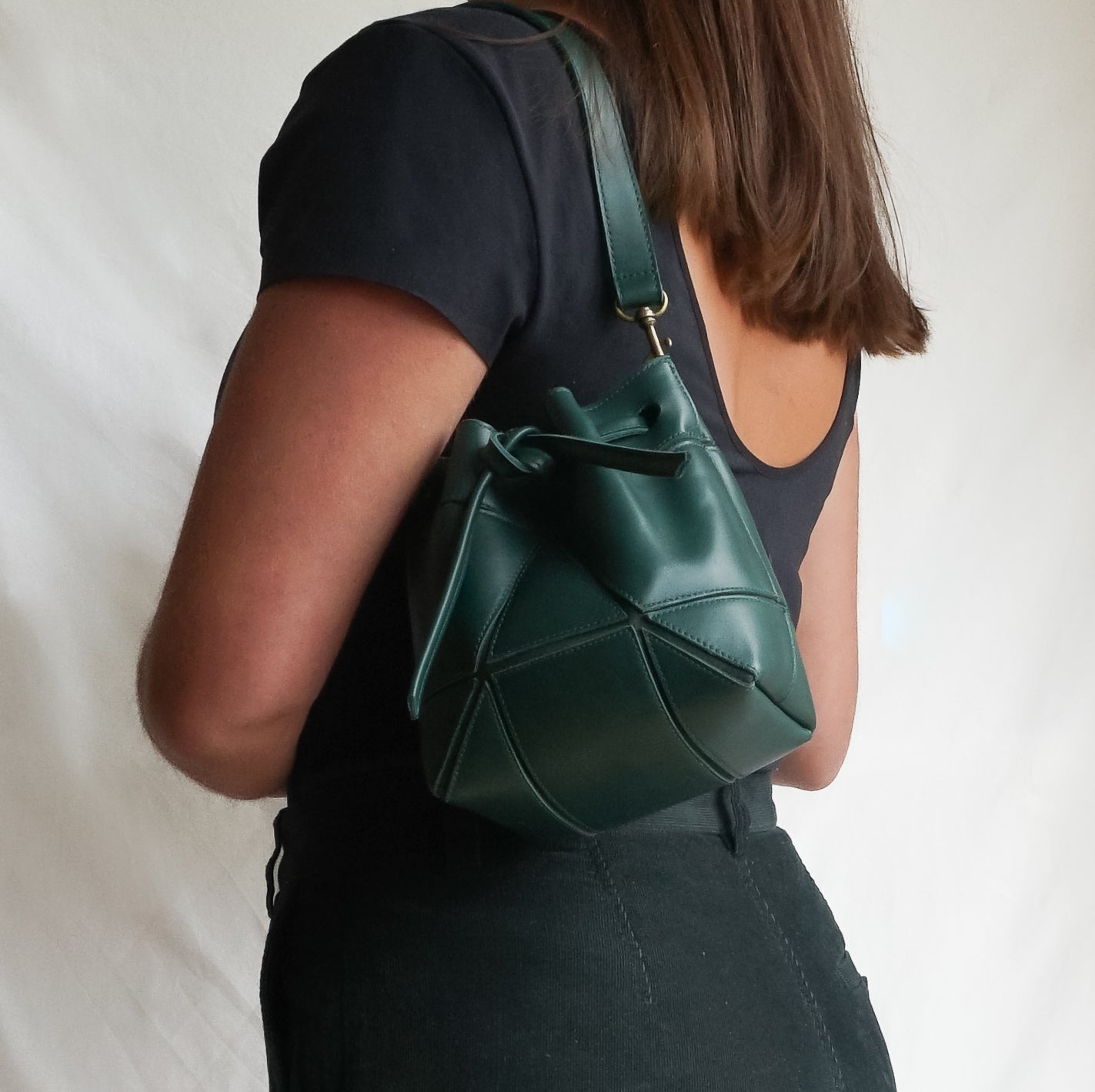Mini Geometric Pattern Bucket Bag Drawstring Fashionable Crossbody Bag
