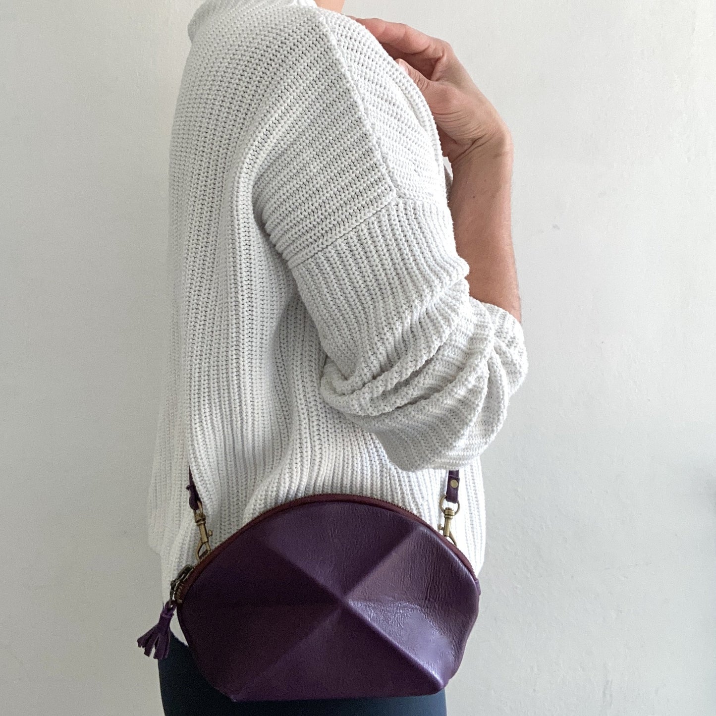 Pyramid cross body bag - Aubergine  by lara kazis