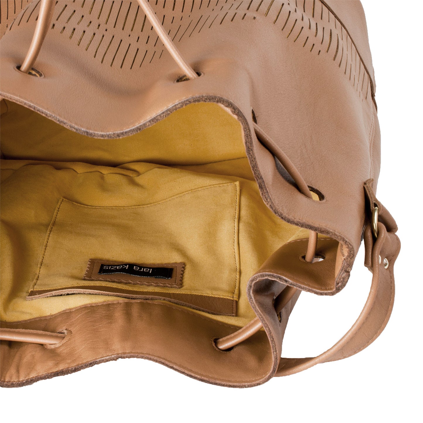 Beuteltasche mit cut outs - braunes Nappaleder
