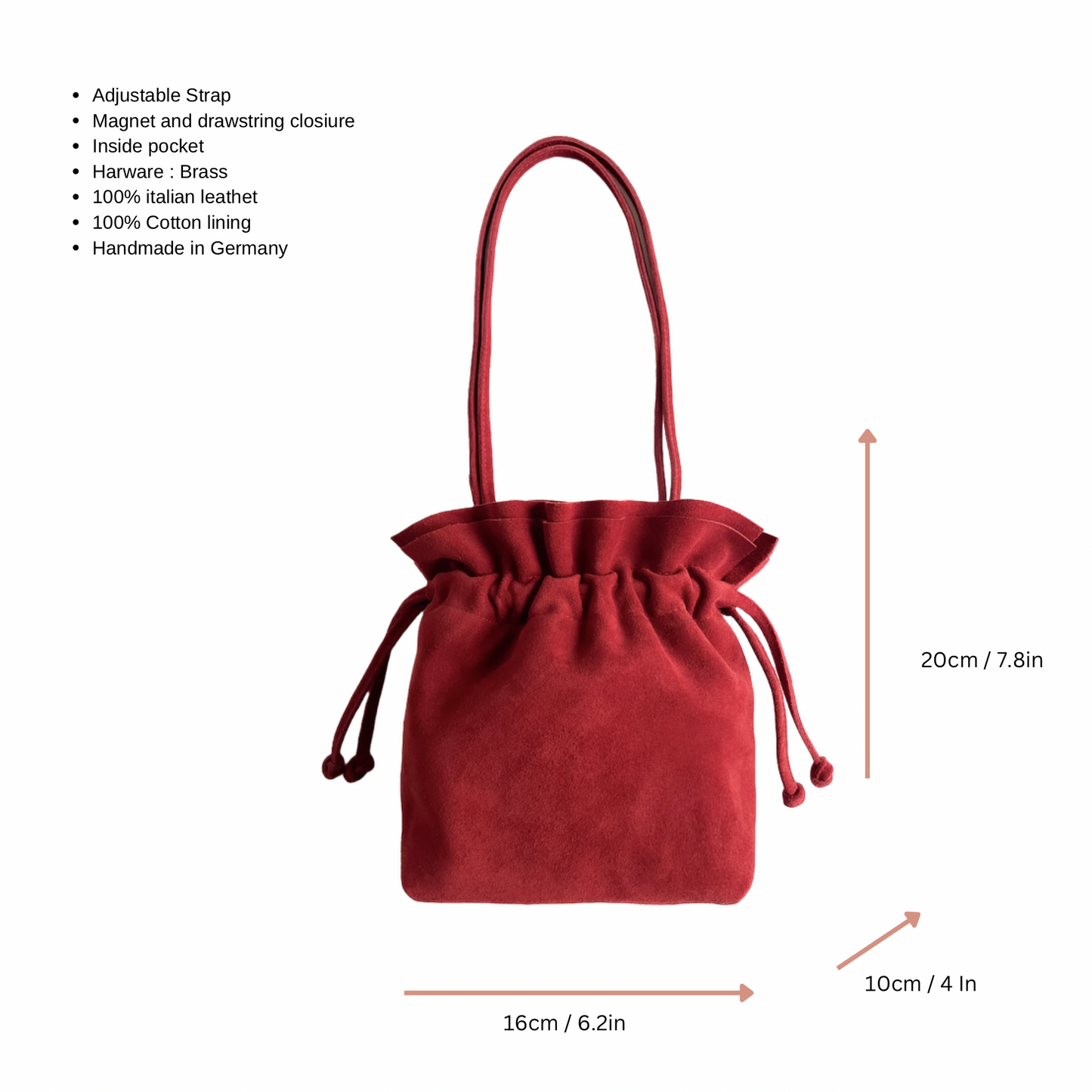 Wildleder Tasche - Bonbon - Rot