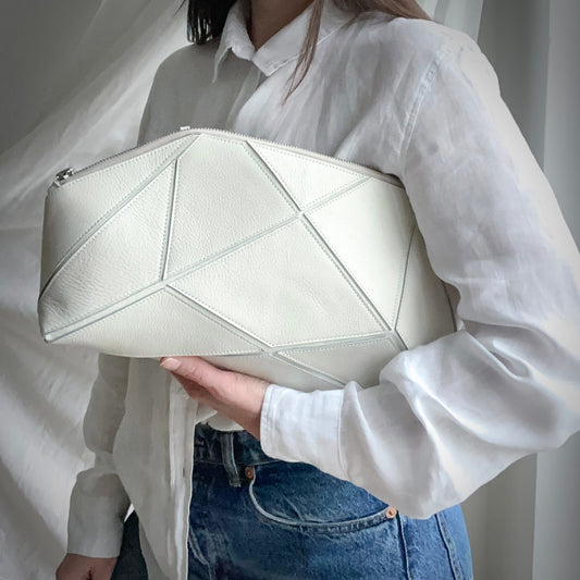 Faltbare Clutch – Origami-Tasche – Elfenbein