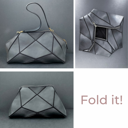 Foldable Clutch - origami Bag - Black