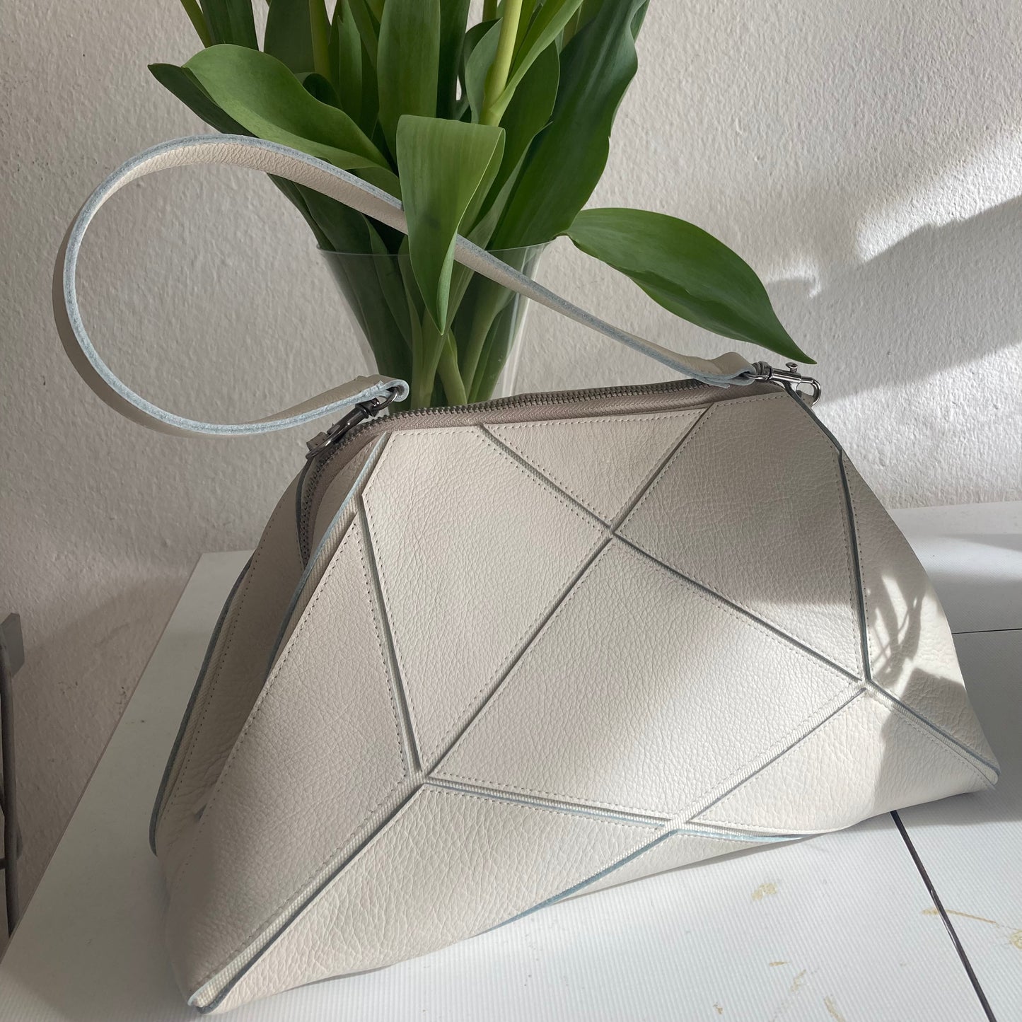 Foldable Clutch - origami bag - Ivory