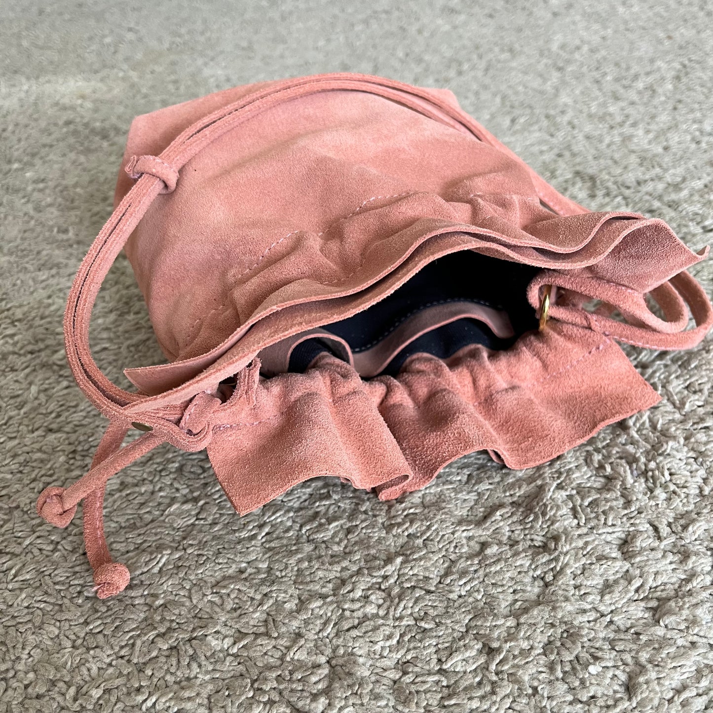 Suede leather purse - Bonbon- vintage pink