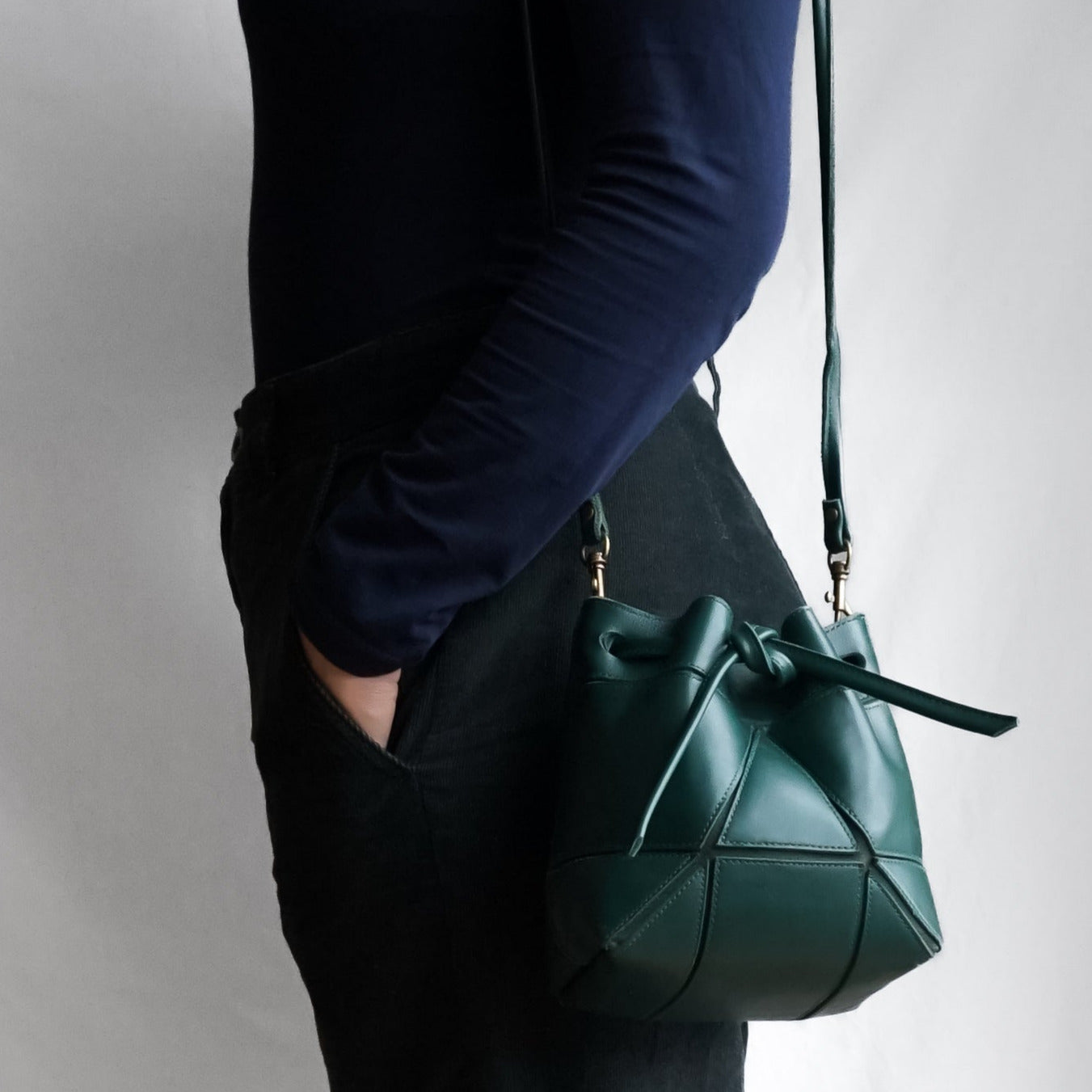 Mini origami Bucket Bag - Green by lara kazis munich