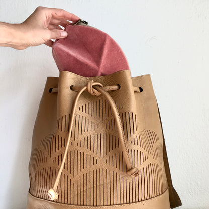 Cut out bucket bag - brown nappa leather