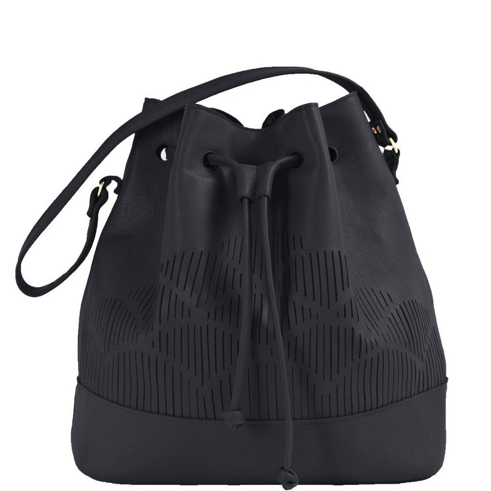 Cut out bucket bag - black nappa leather