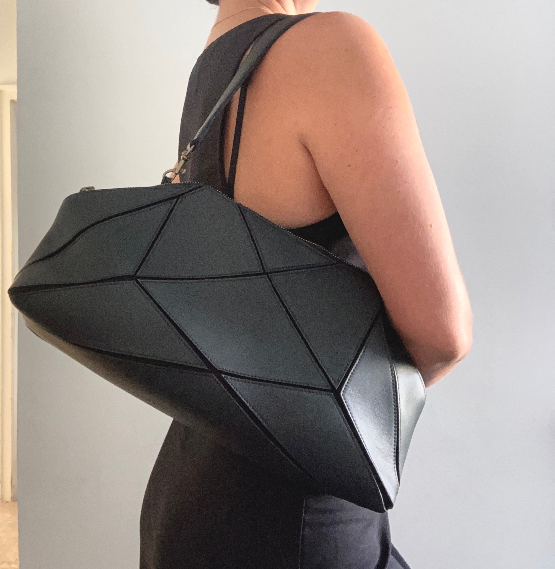 Foldable Clutch - origami Bag - Black