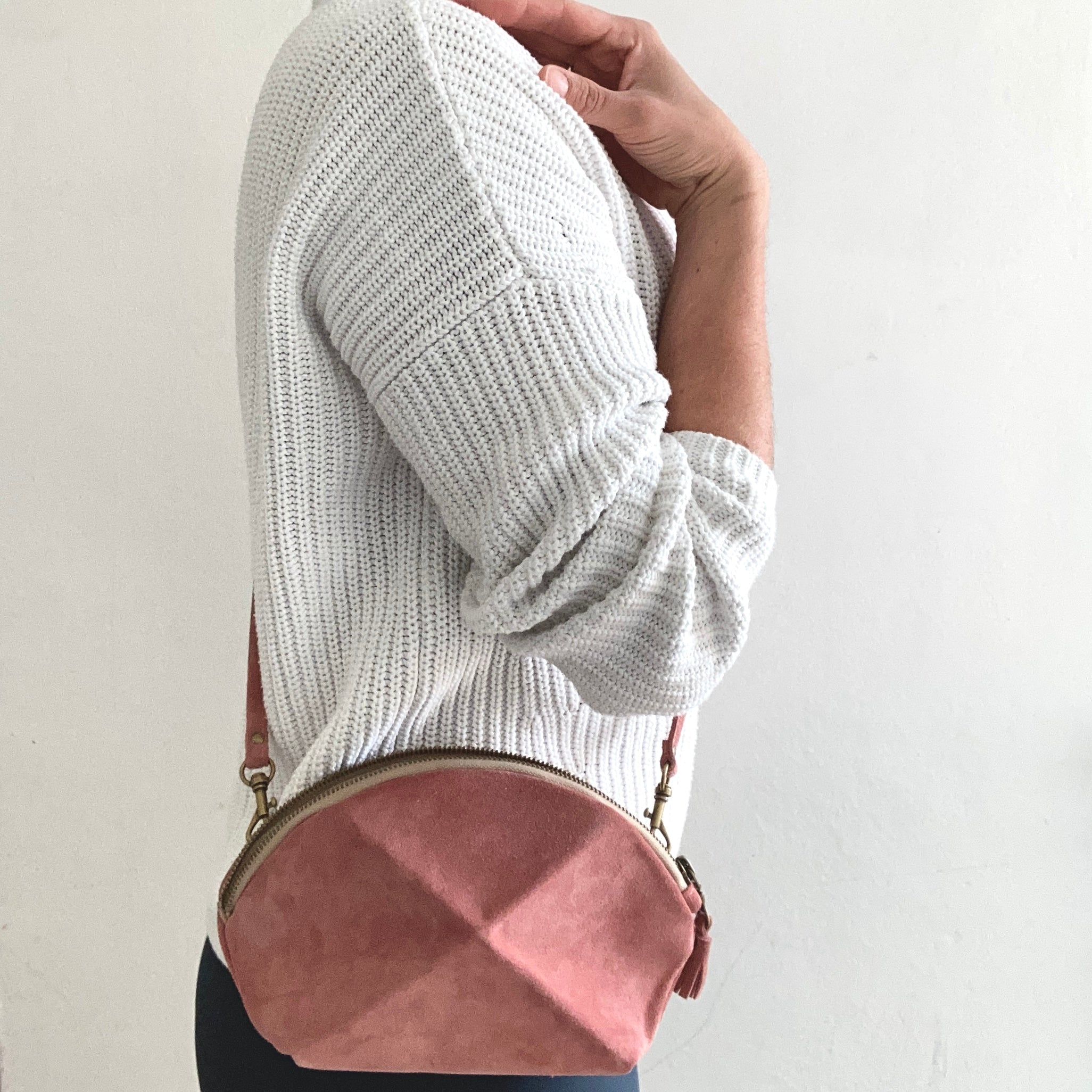 Pink discount suede handbag