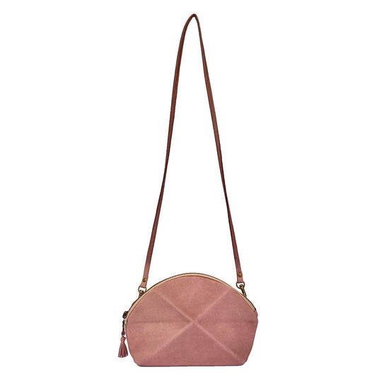 Pyramid Cross Body bag - pink suede leather